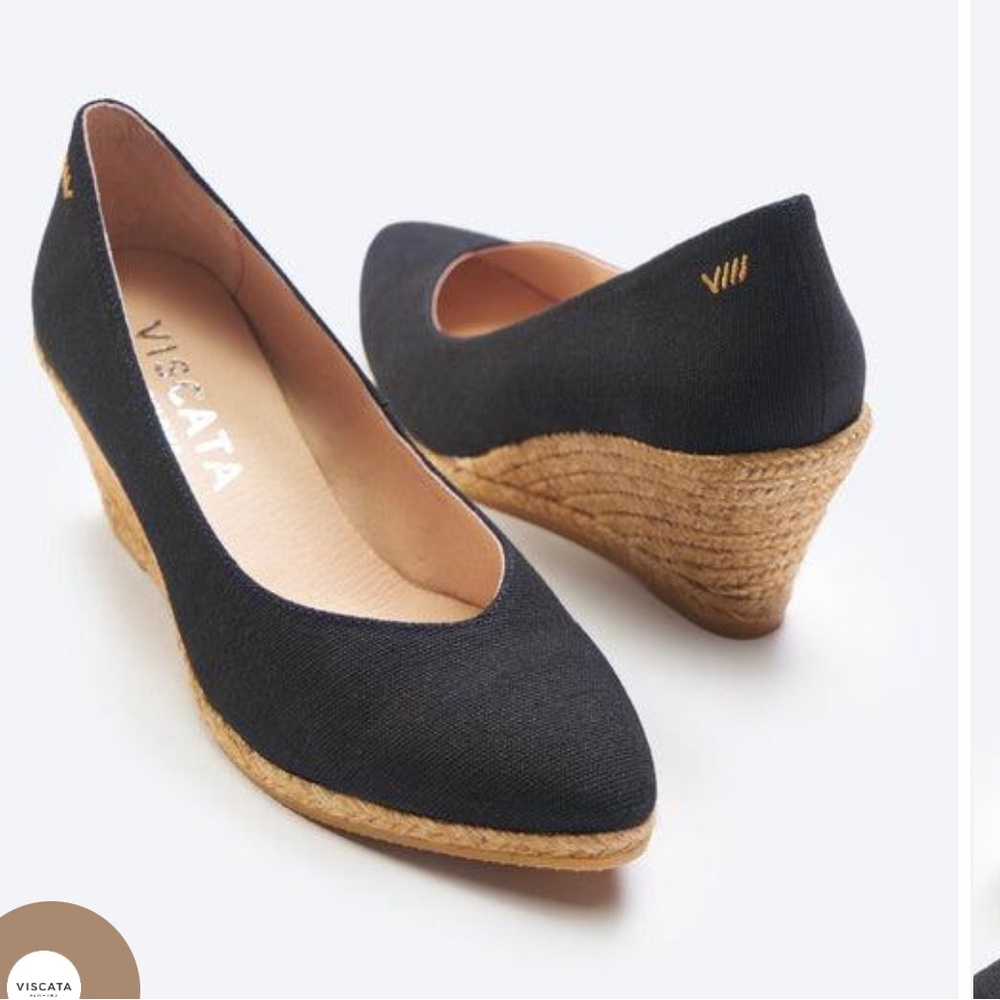 Roses Canvas V Cut Espadrille Wedges